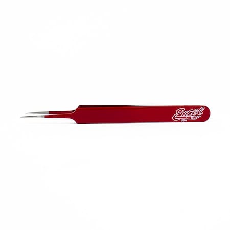 Excel Blades Straight Point Tweezers Needle Point Precision Tweezers Red, 12pk 30427